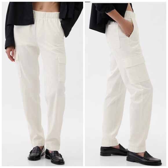 NWT • Gap • Mid Rise Twill Cargo Pants in New Off White - Picture 1 of 11